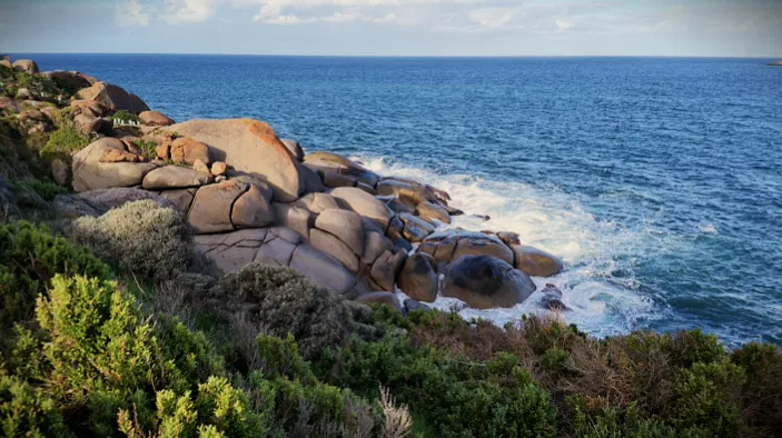 ranite Island boulders and Southern Ocean, Victor Harbor South Australia