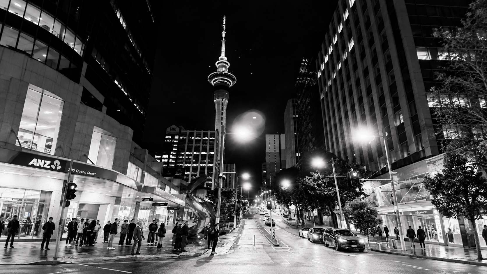 Auckland city street by night